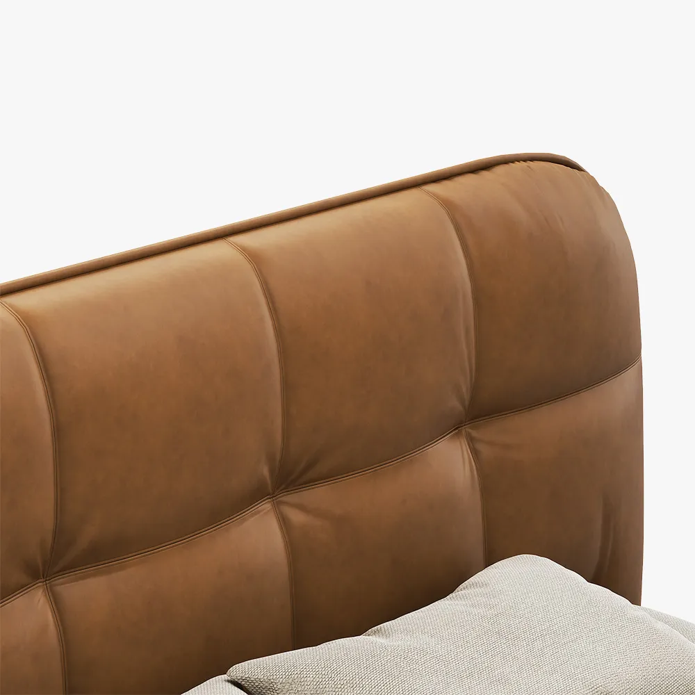 Toast-Leather Upholstered Bed