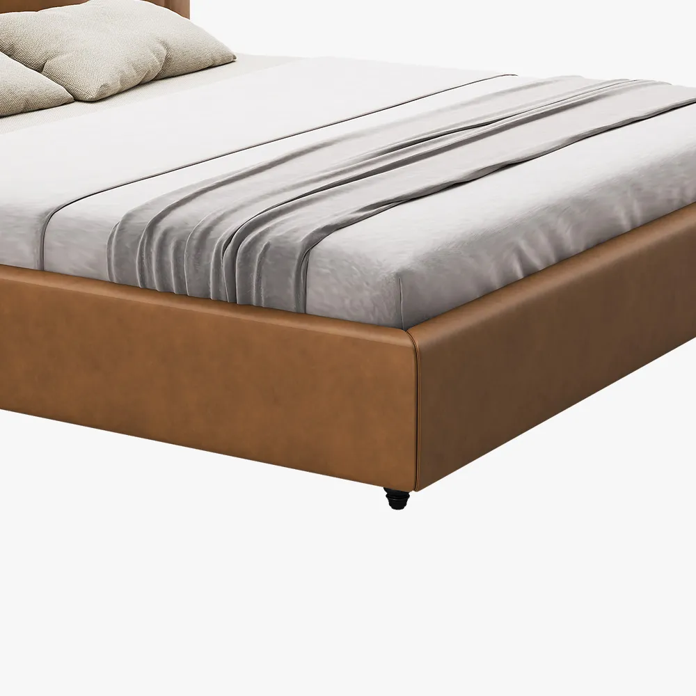 Toast-Leather Upholstered Bed