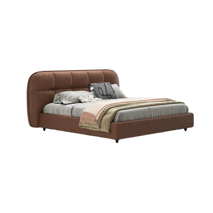 Toast-Leather Upholstered Bed