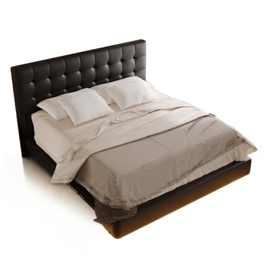 Leather Upholstered Storage Bed with Smart Lighting