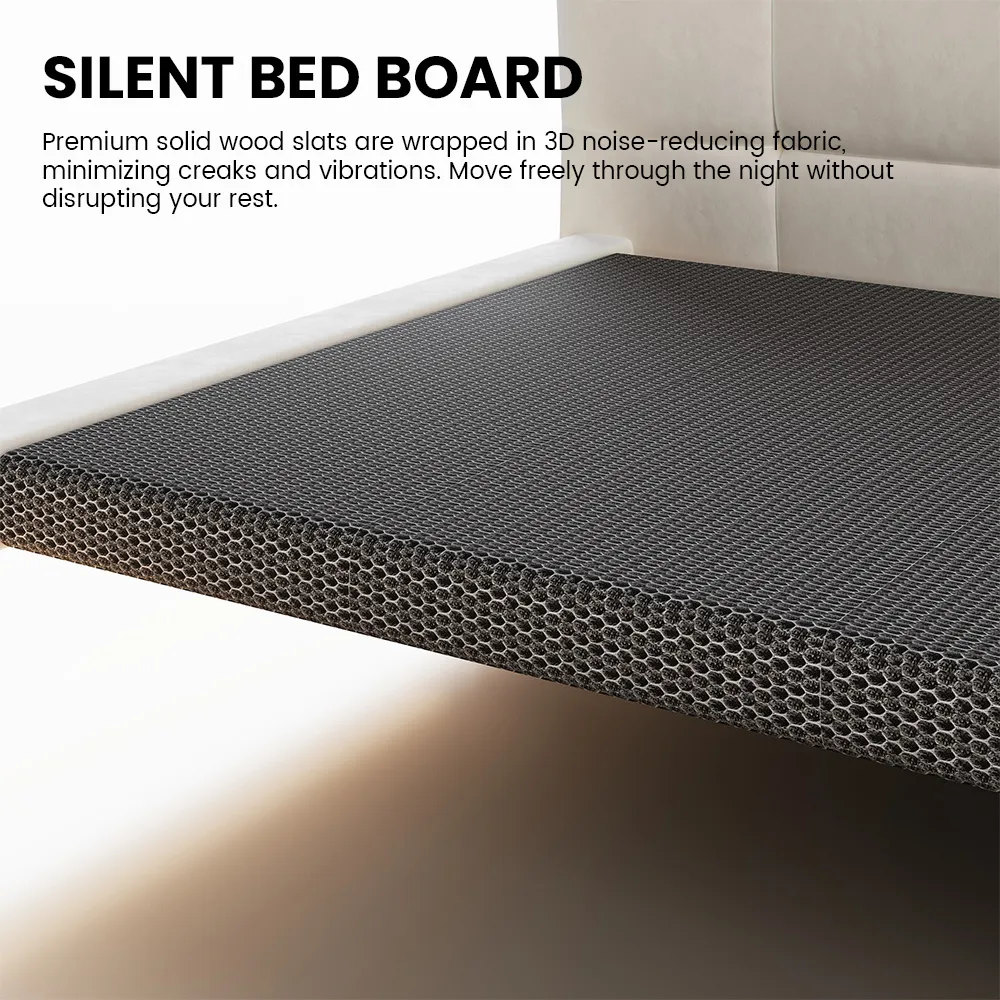 Velvet Upholstered Floating Bed with Smart Lighting Velvet Upholstered Floating Bed with Smart Lighting