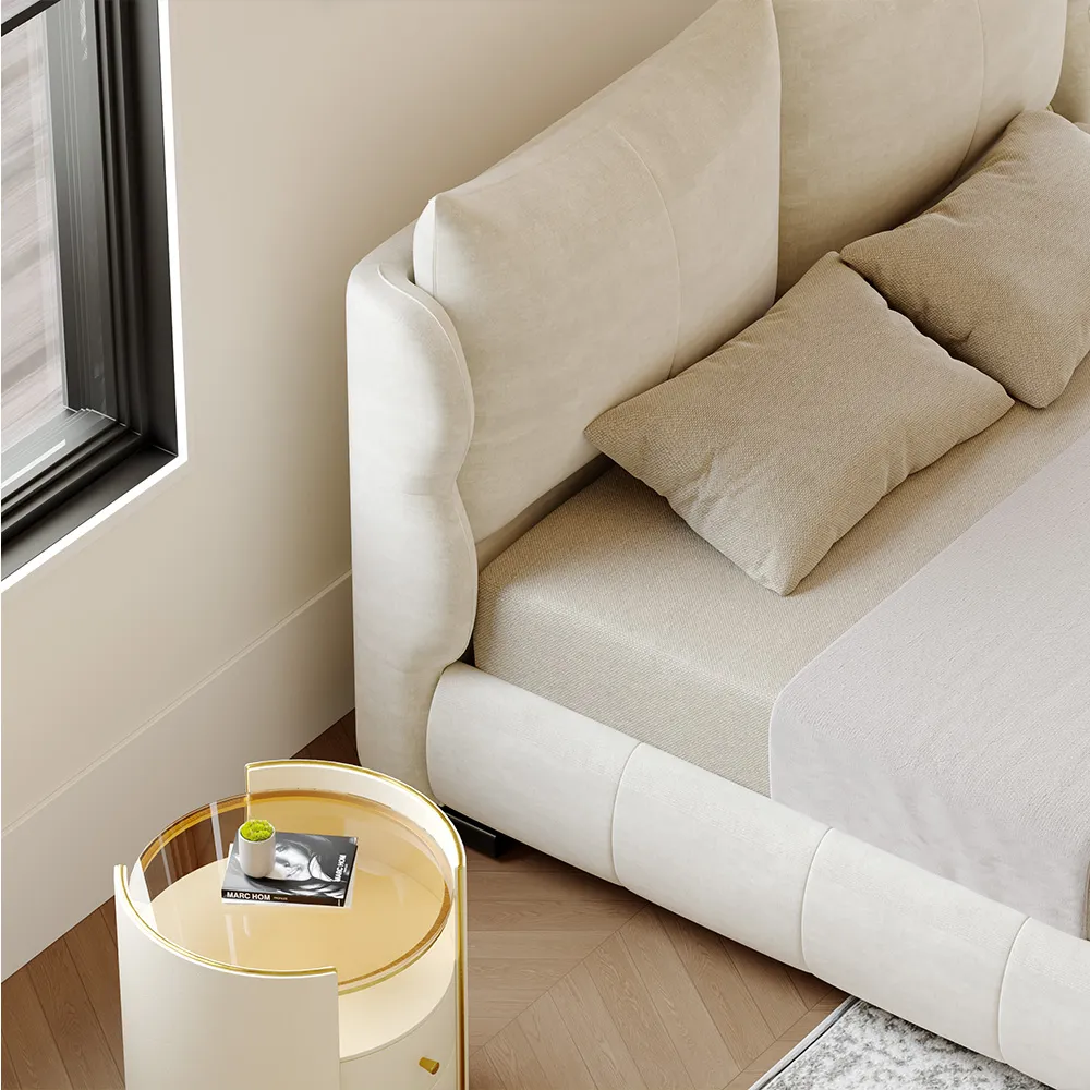 Upholstered Bed with Wingback Headboard