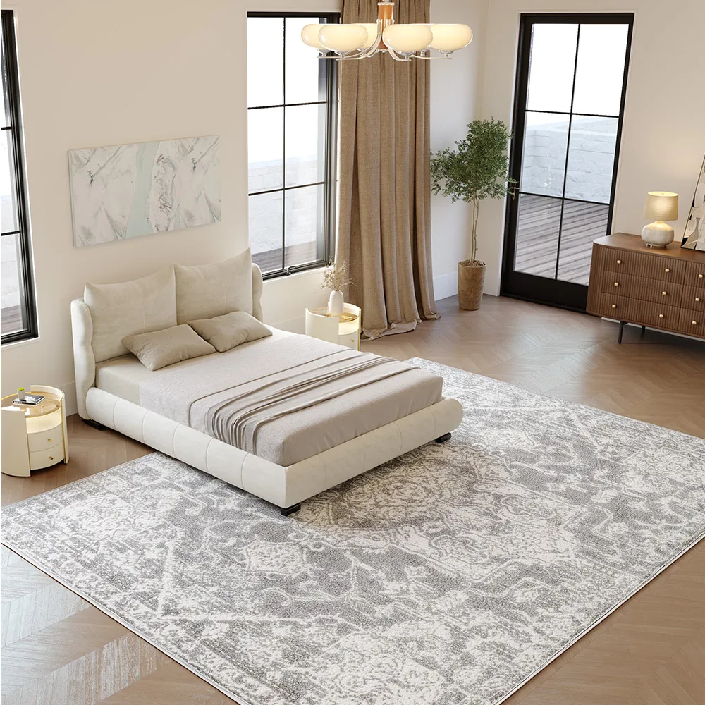 Upholstered Bed with Wingback Headboard