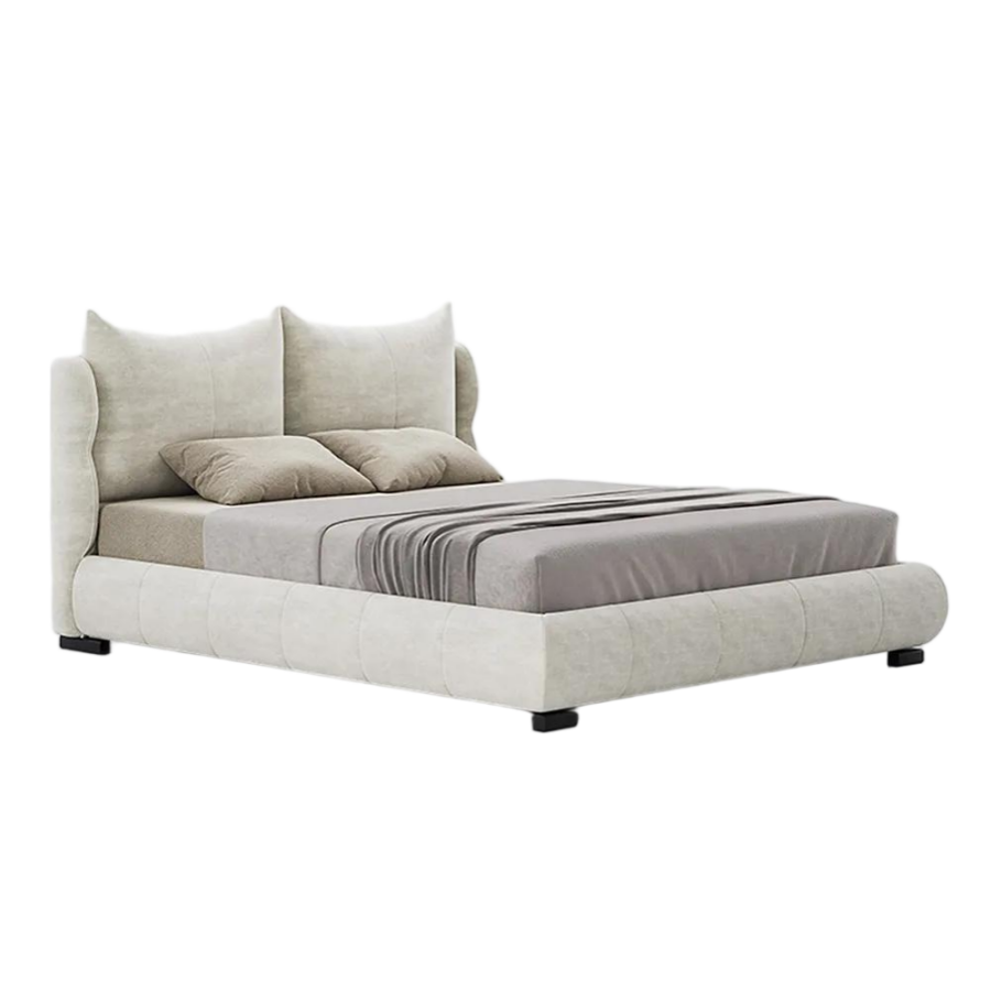 Upholstered Bed with Wingback Headboard