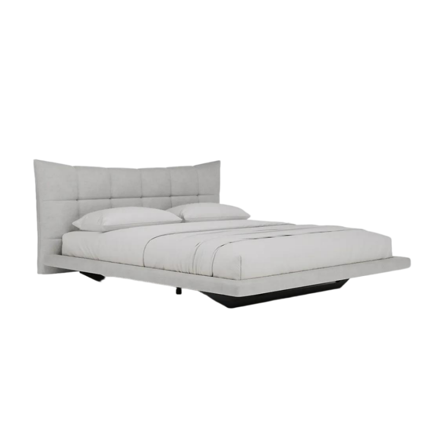 Grey Upholstered Floating Bed