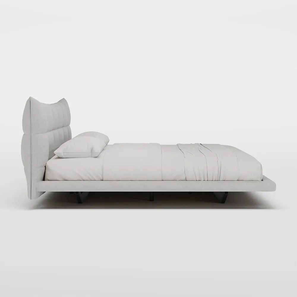 Grey Upholstered Floating Bed