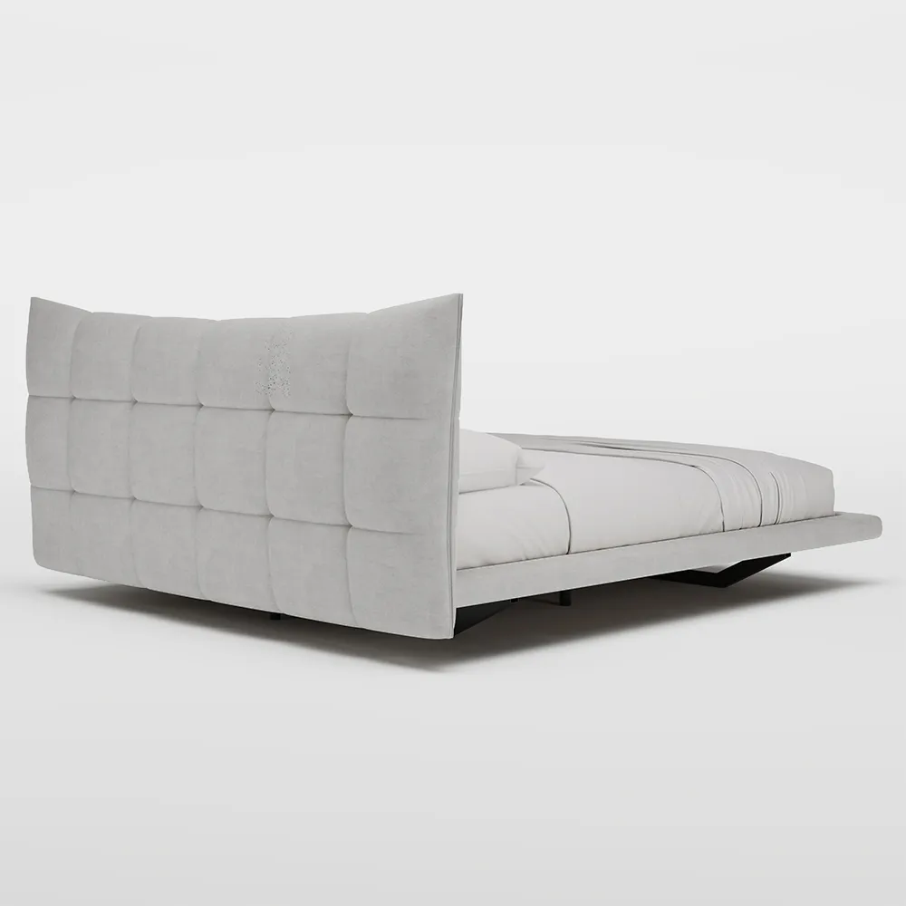 Grey Upholstered Floating Bed