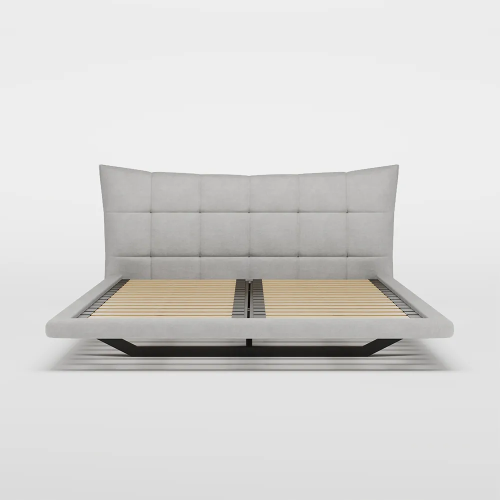 Grey Upholstered Floating Bed