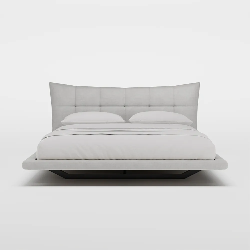 Grey Upholstered Floating Bed