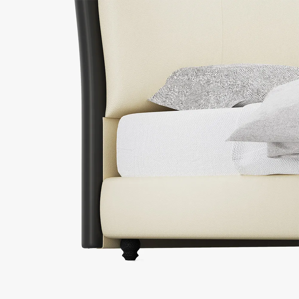 Butterfly Queen Size Leather Upholstered Bed with Curved Headboard Butterfly Queen Size Leather Upholstered Bed with Curved Headboard