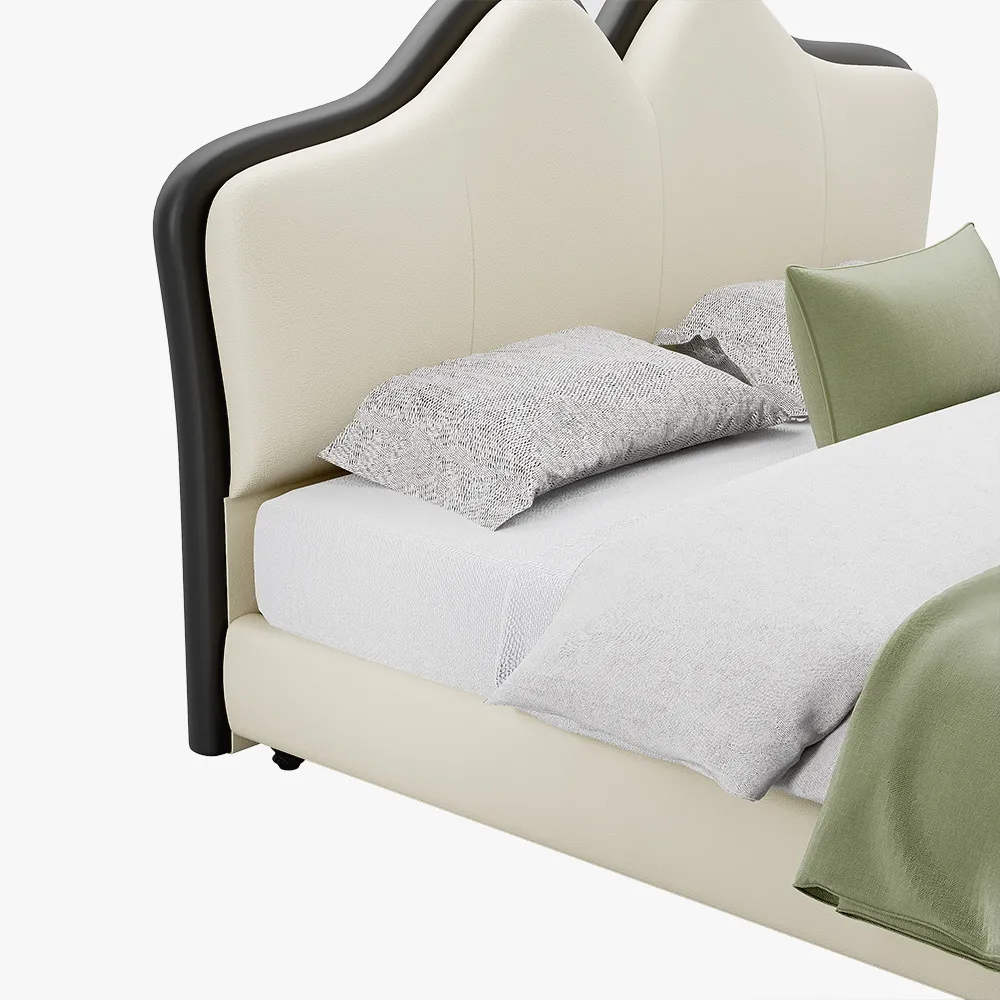 Butterfly Queen Size Leather Upholstered Bed with Curved Headboard Butterfly Queen Size Leather Upholstered Bed with Curved Headboard