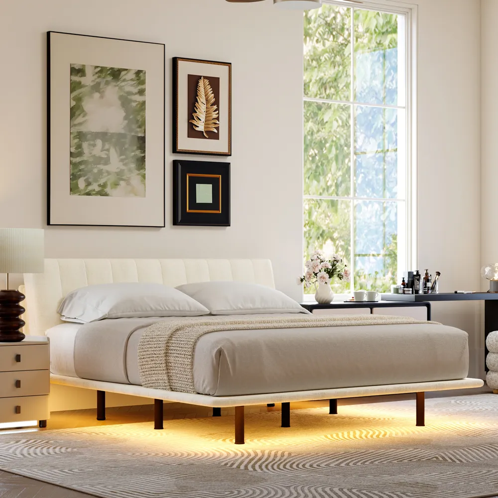 Upholstered Bed with Smart Lighting and Interchangeable
