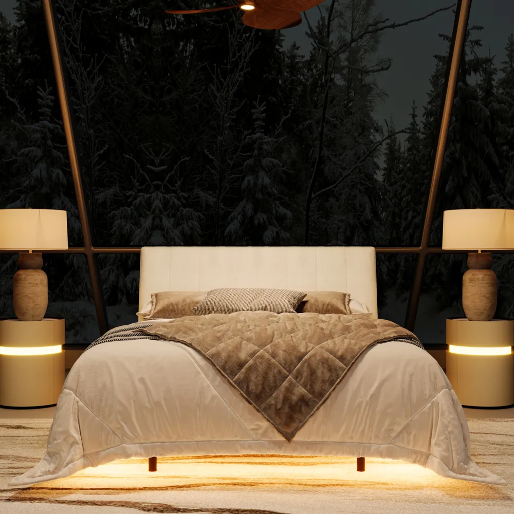 Upholstered Bed with Smart Lighting and Interchangeable
