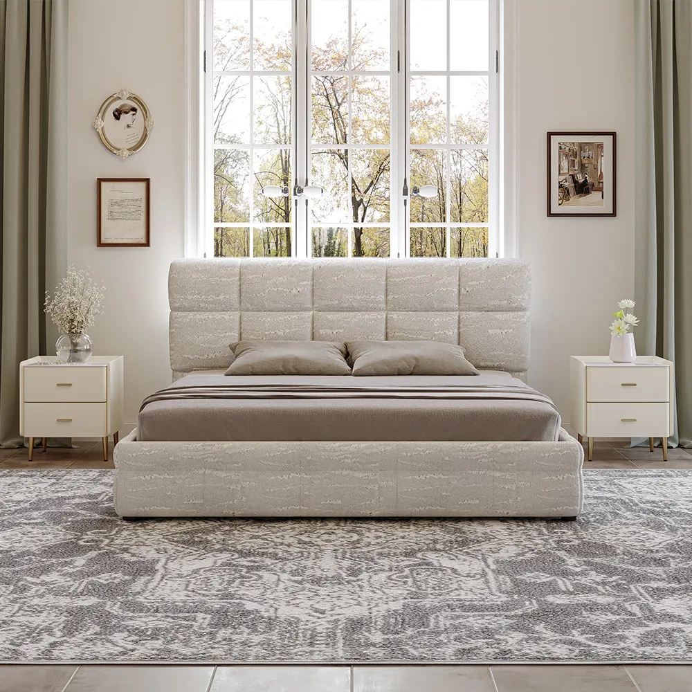 Waffle King Size Upholstered Bed