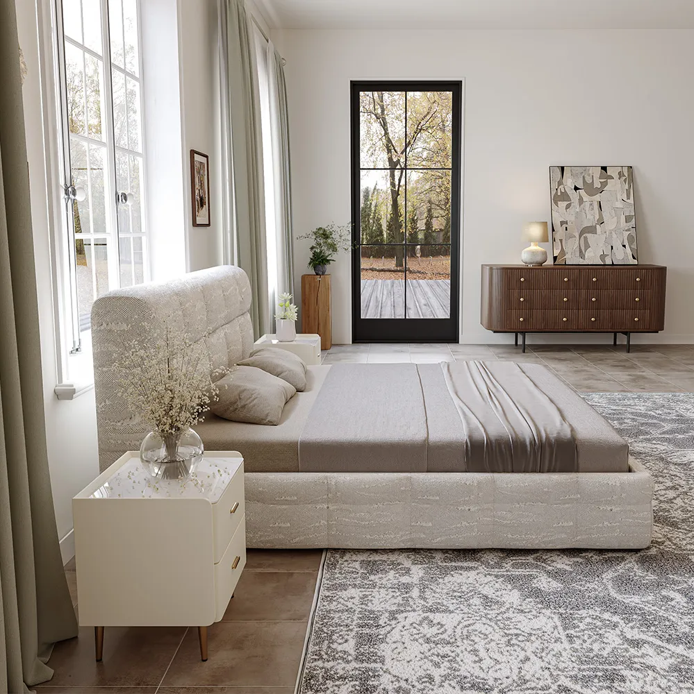 Waffle King Size Upholstered Bed