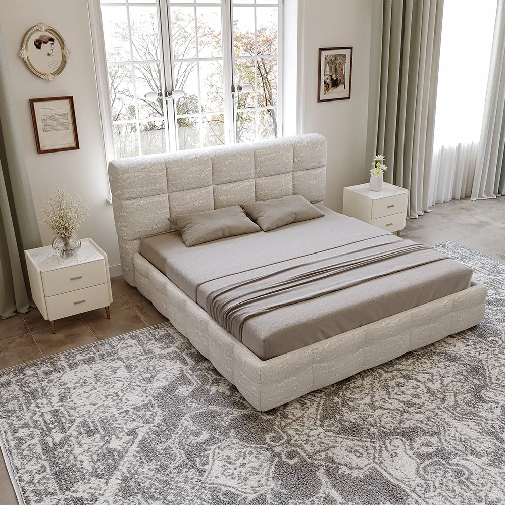Waffle King Size Upholstered Bed