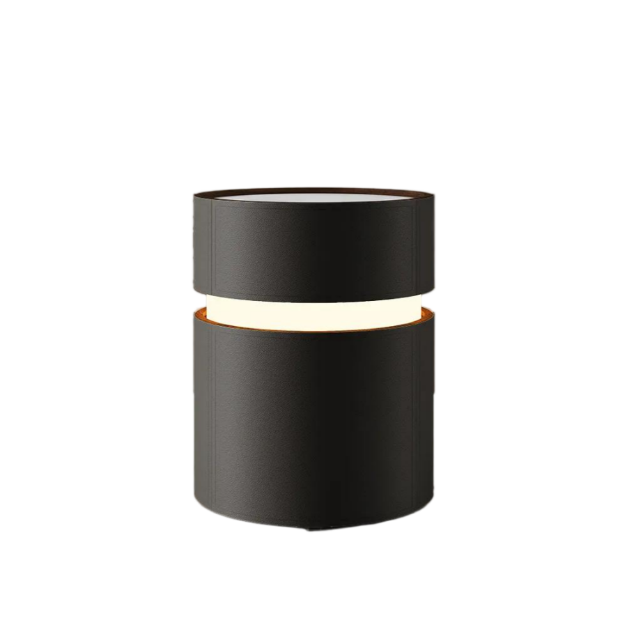 Modern Round LED Nightstand with Drawers