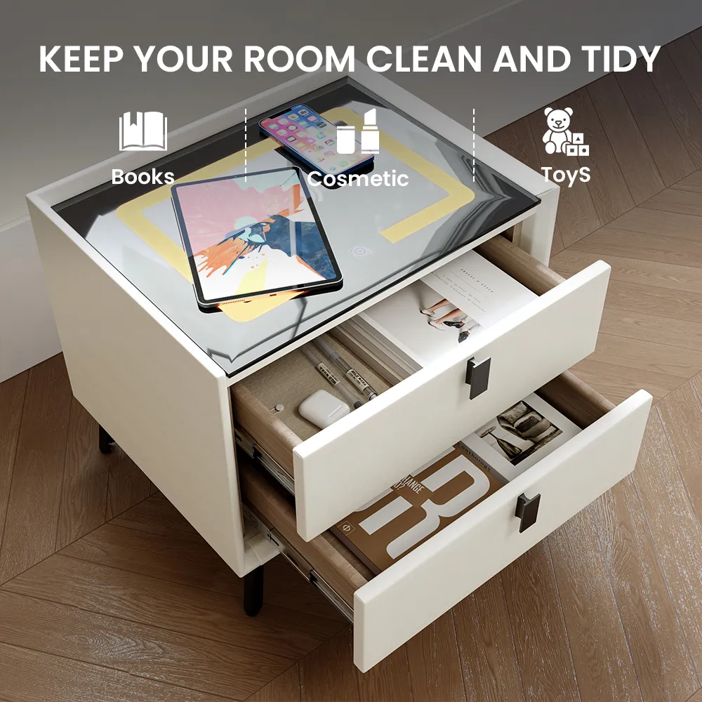 Upholstered Nightstand with Wireless Charging Upholstered Nightstand with Wireless Charging