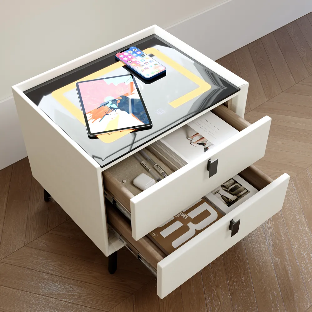 Upholstered Nightstand with Wireless Charging Upholstered Nightstand with Wireless Charging