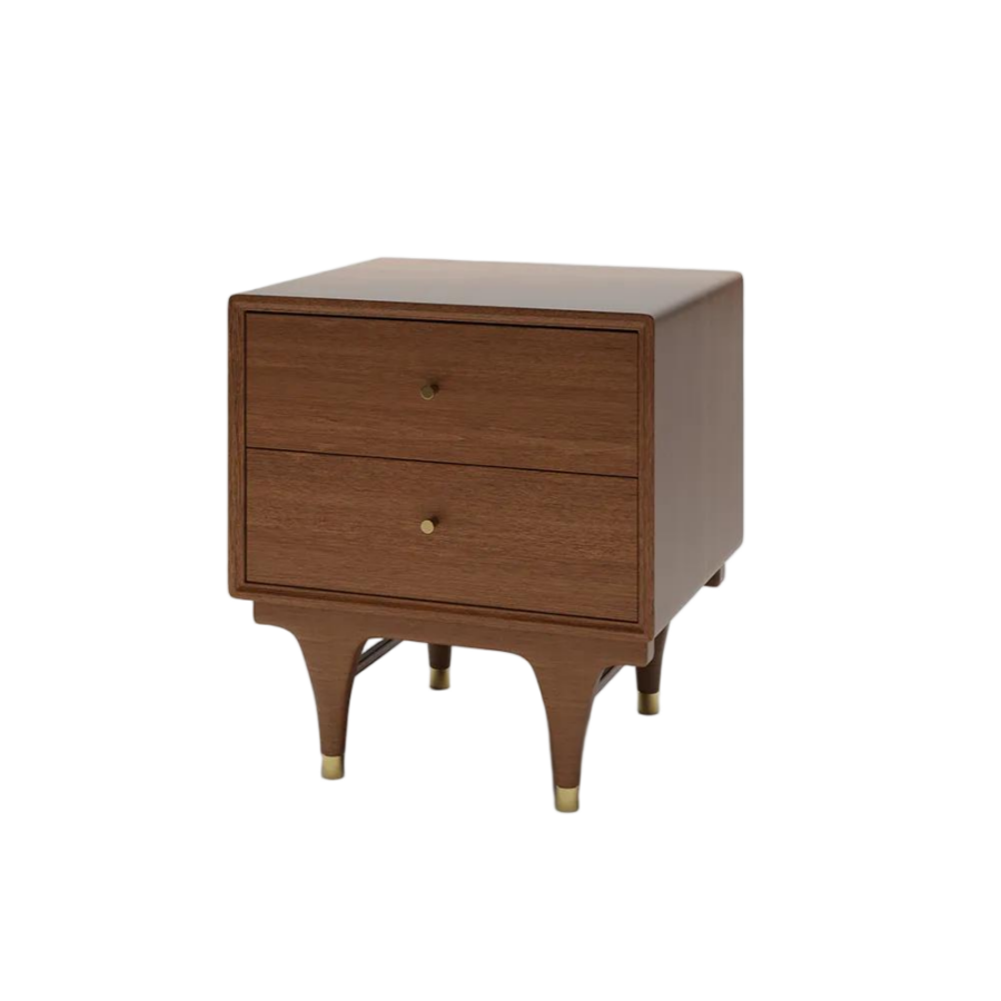 Walnut Color Nightstand with 2 Drawers