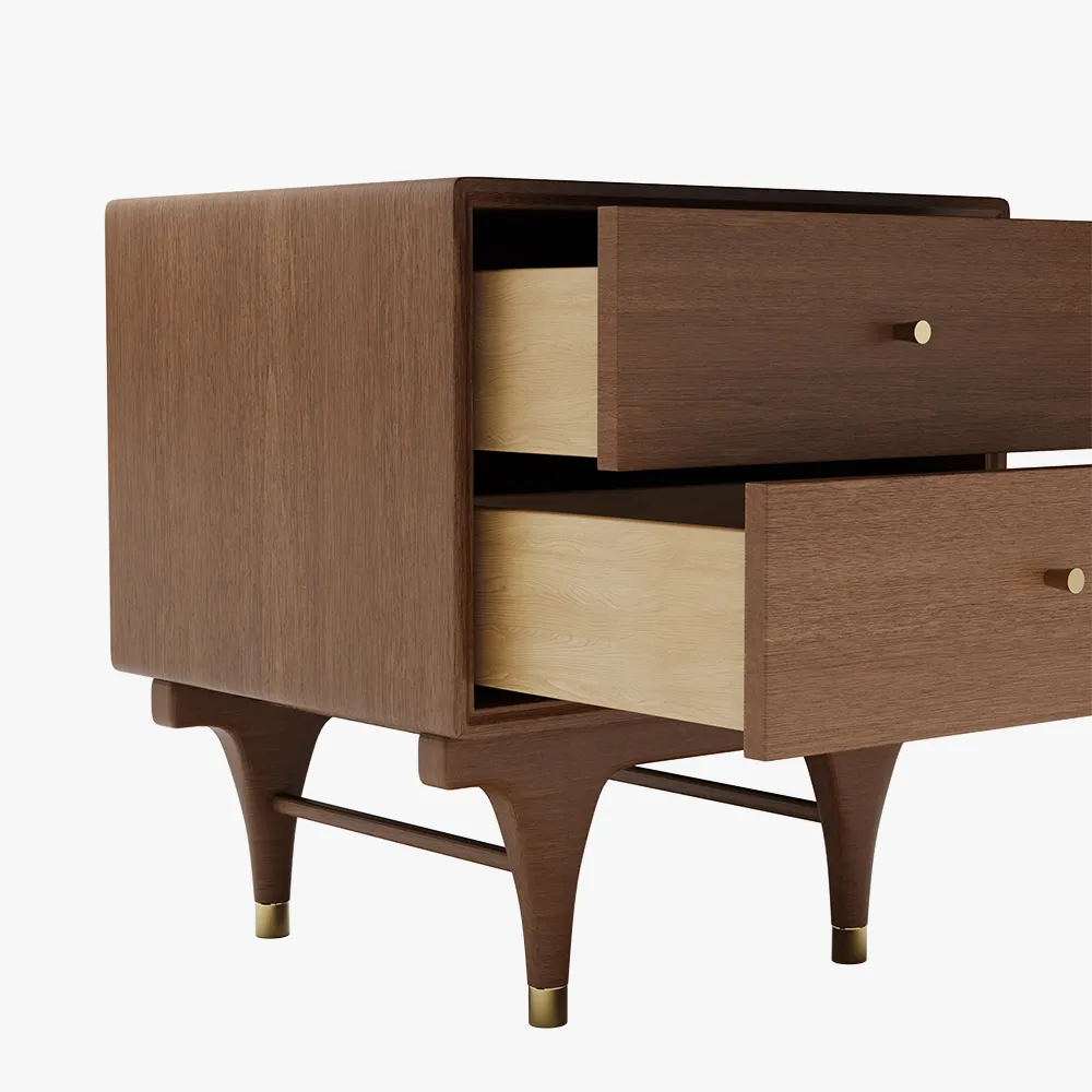 Walnut Color Nightstand with 2 Drawers