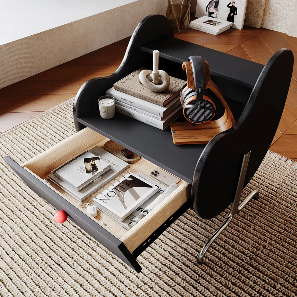 Black Wooden Nightstand with Drawer Black Wooden Nightstand with Drawer