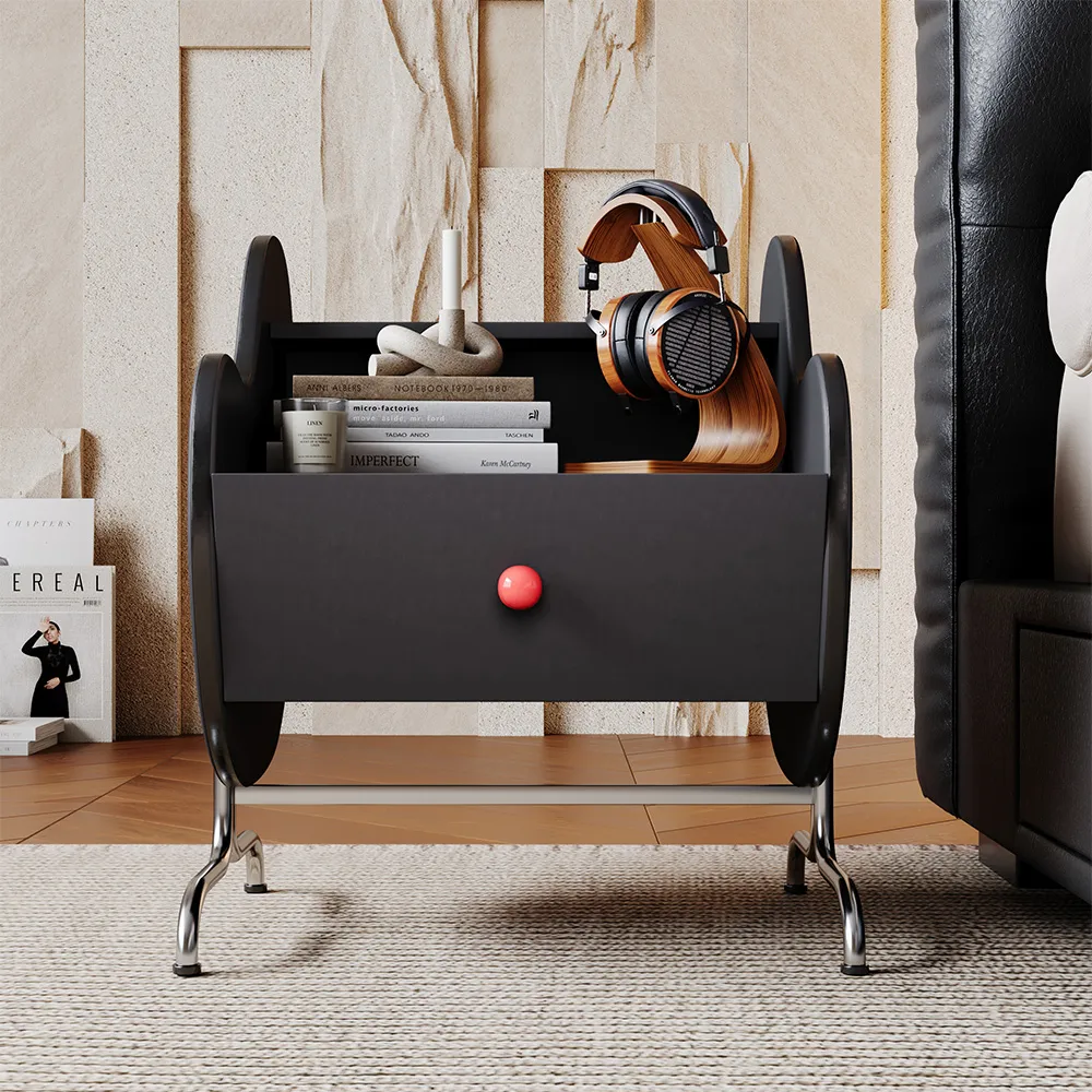 Black Wooden Nightstand with Drawer Black Wooden Nightstand with Drawer