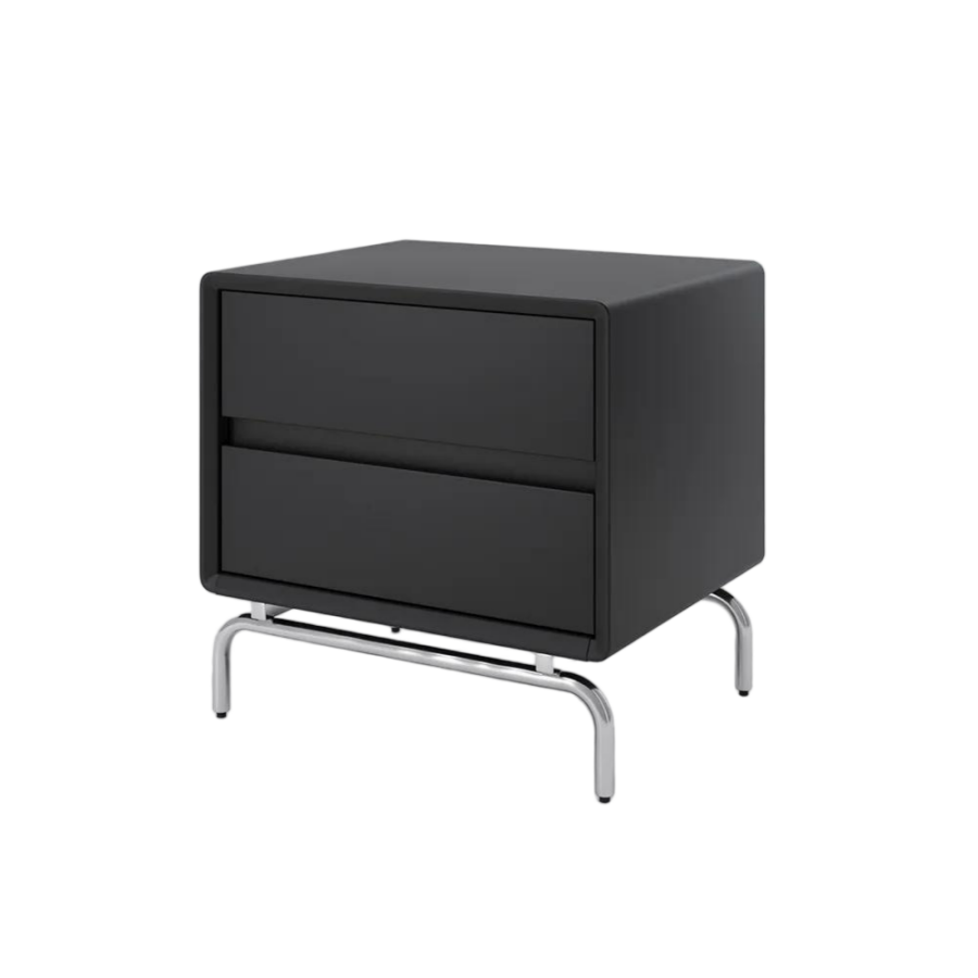 Black Nightstand with 2 Drawers