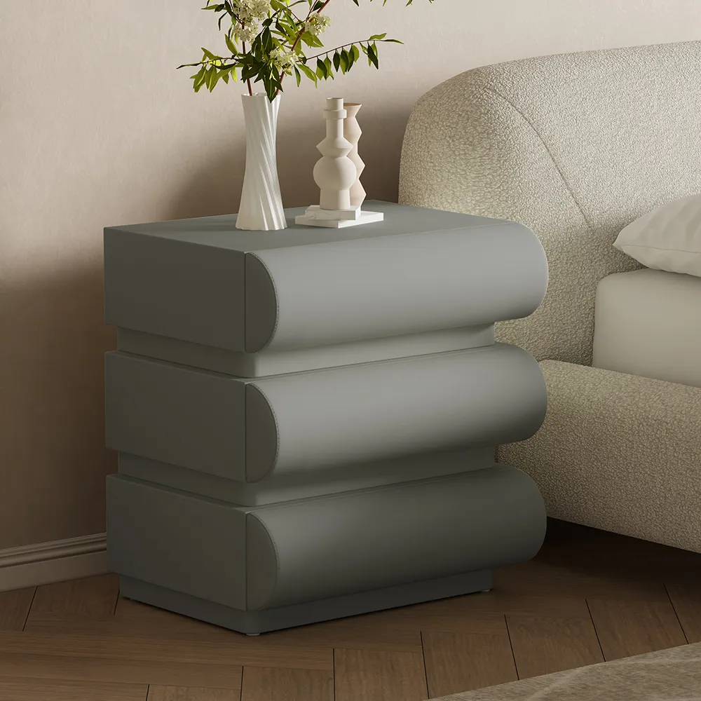 Light Gray Nightstand with 3 Drawers Light Gray Nightstand with 3 Drawers