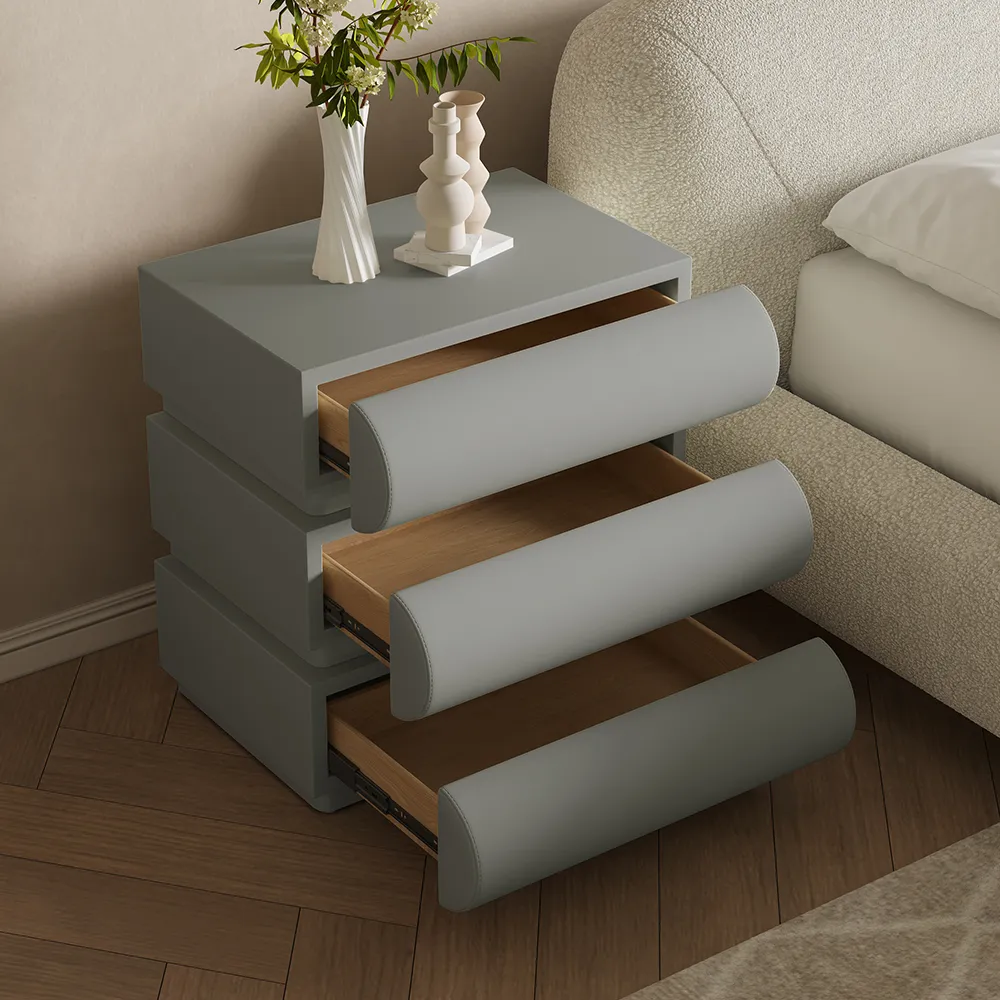 Light Gray Nightstand with 3 Drawers Light Gray Nightstand with 3 Drawers