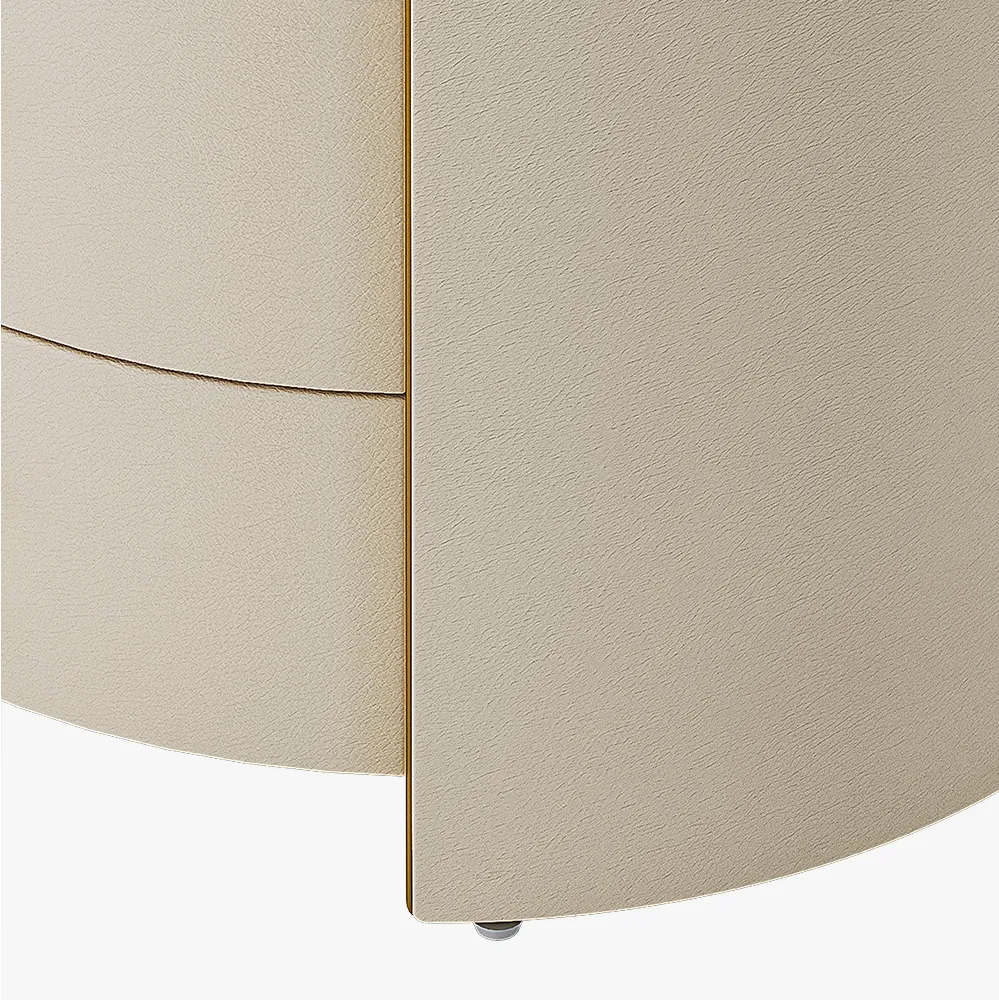 Round Modern Light luxury Nightstand with 2 Drawers