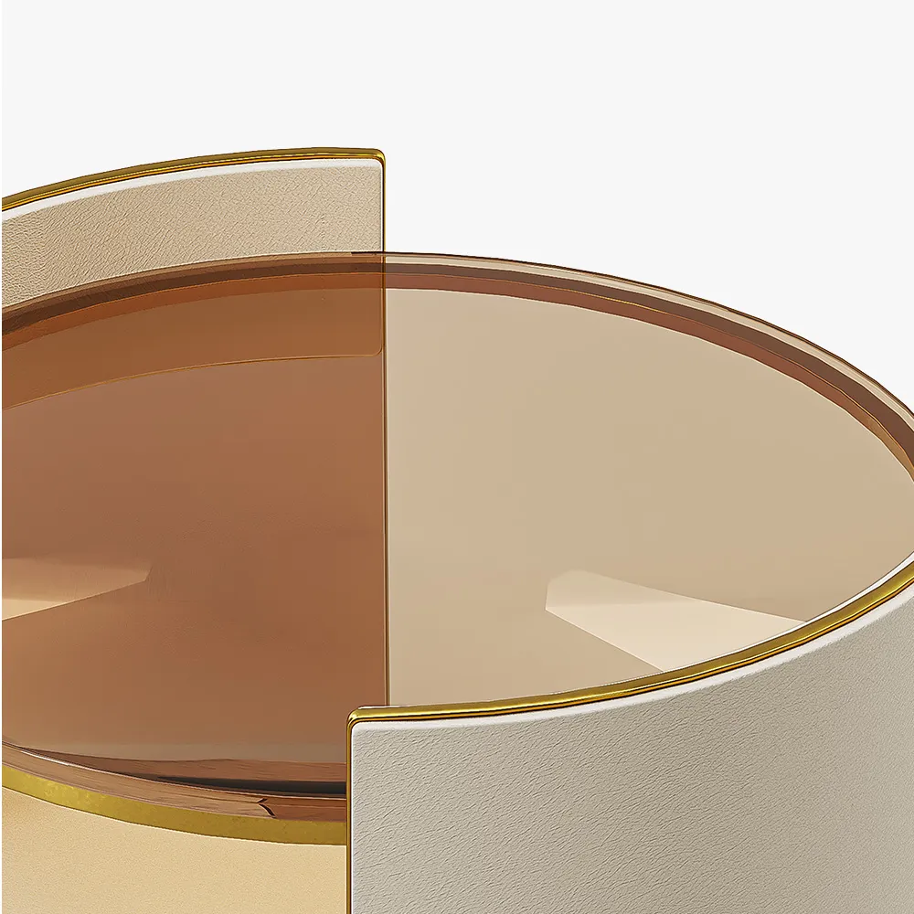 Round Modern Light luxury Nightstand with 2 Drawers