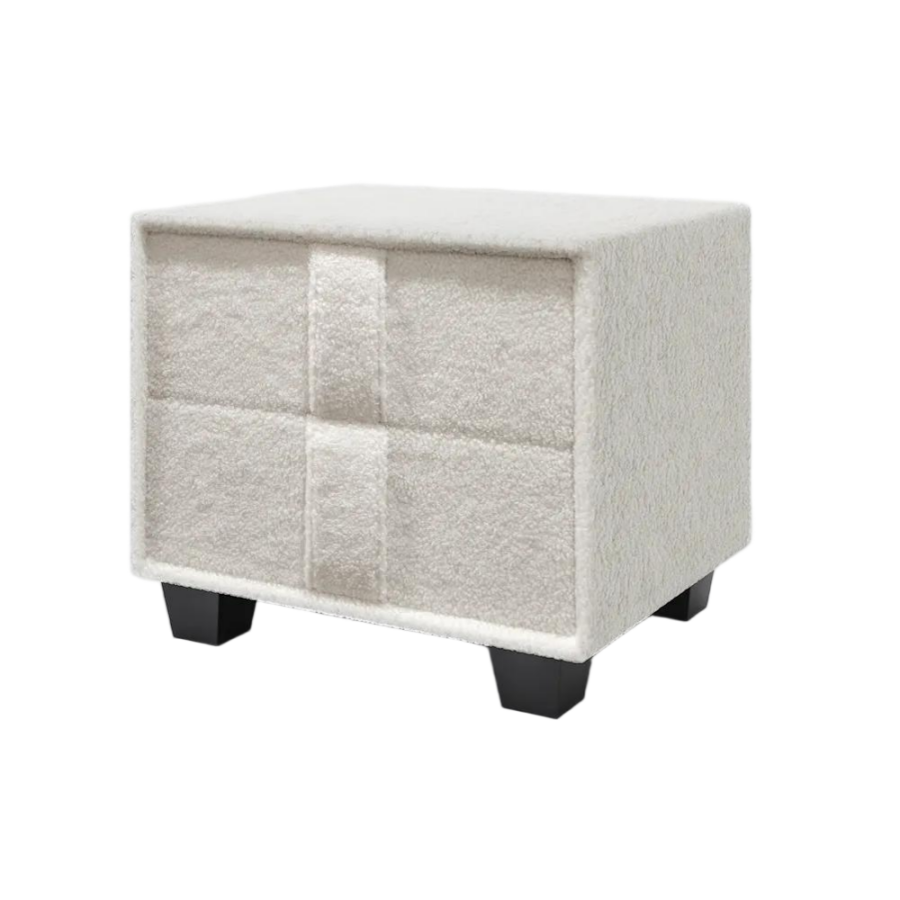  Beige Nightstand with 2 Drawers