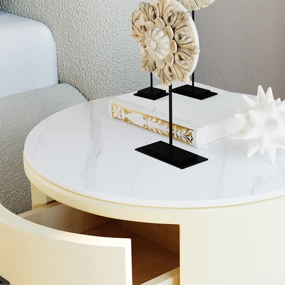 Round Nightstand with Two Drawers Round Nightstand with Two Drawers