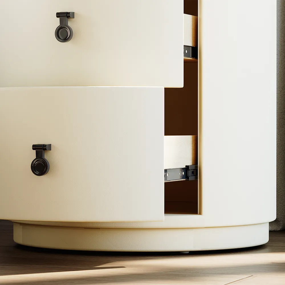 Round Nightstand with Two Drawers Round Nightstand with Two Drawers