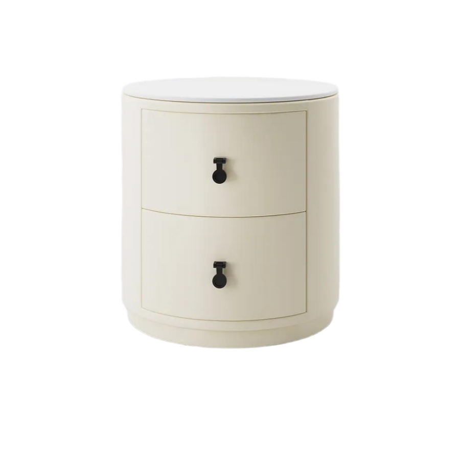 Round Nightstand with Two Drawers