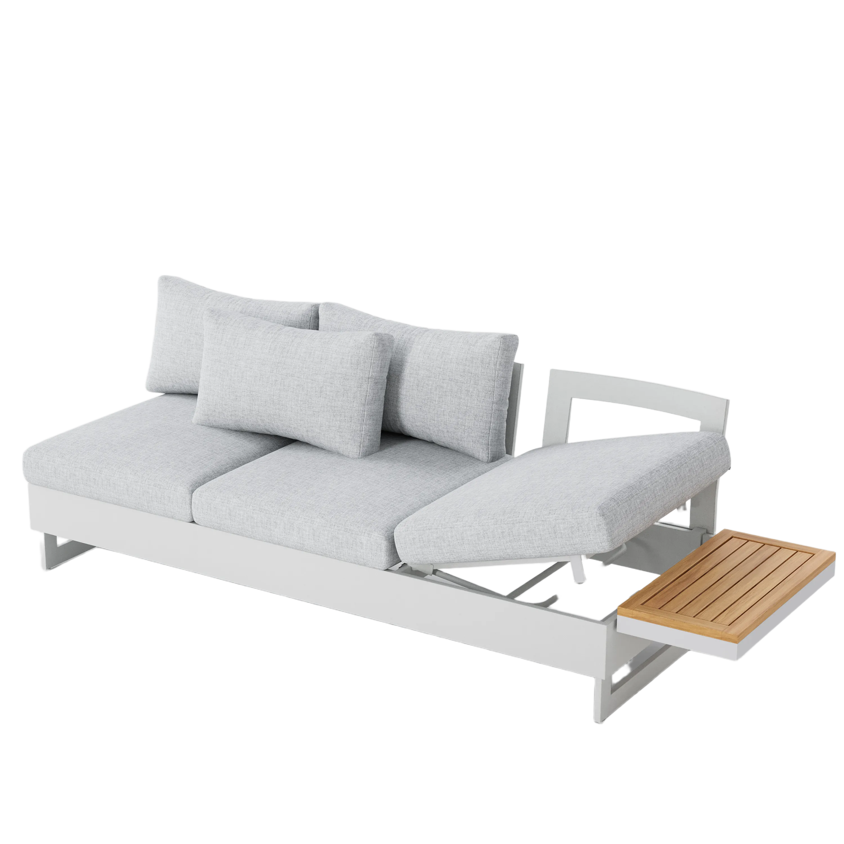 Modern 3 Seater Outdoor Sectional Sofa with Recliner and Side Table