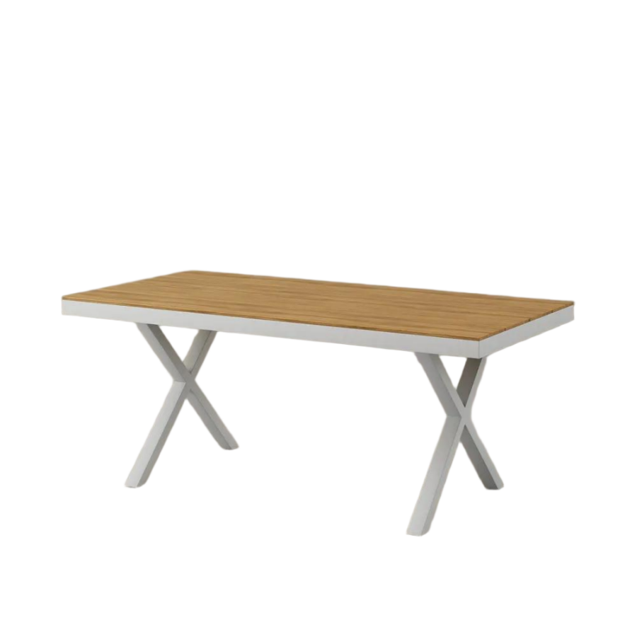 Metal Outdoor Dining Table​ for 6-8 with Wood Top