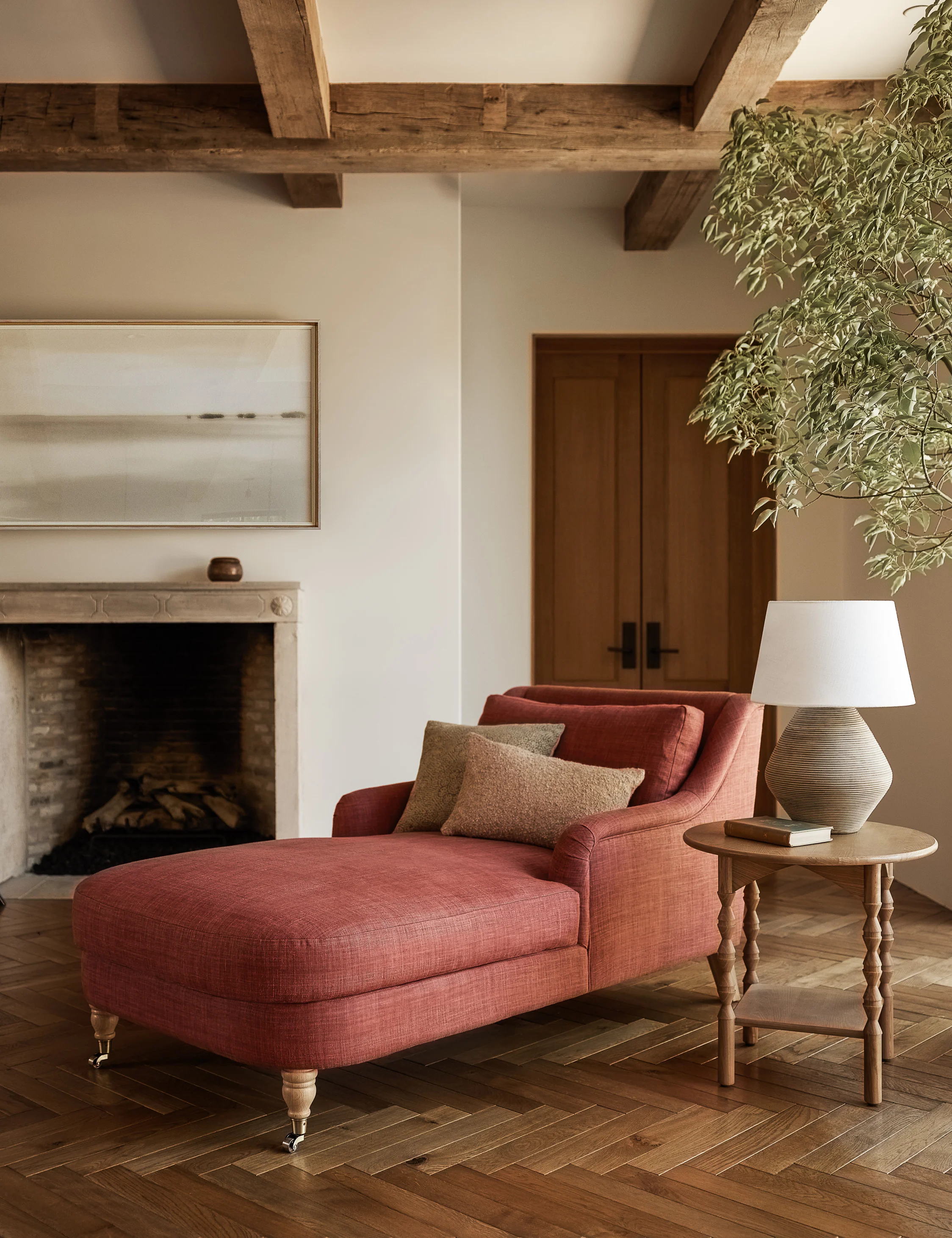 Red Linen Chaise Red Linen Chaise