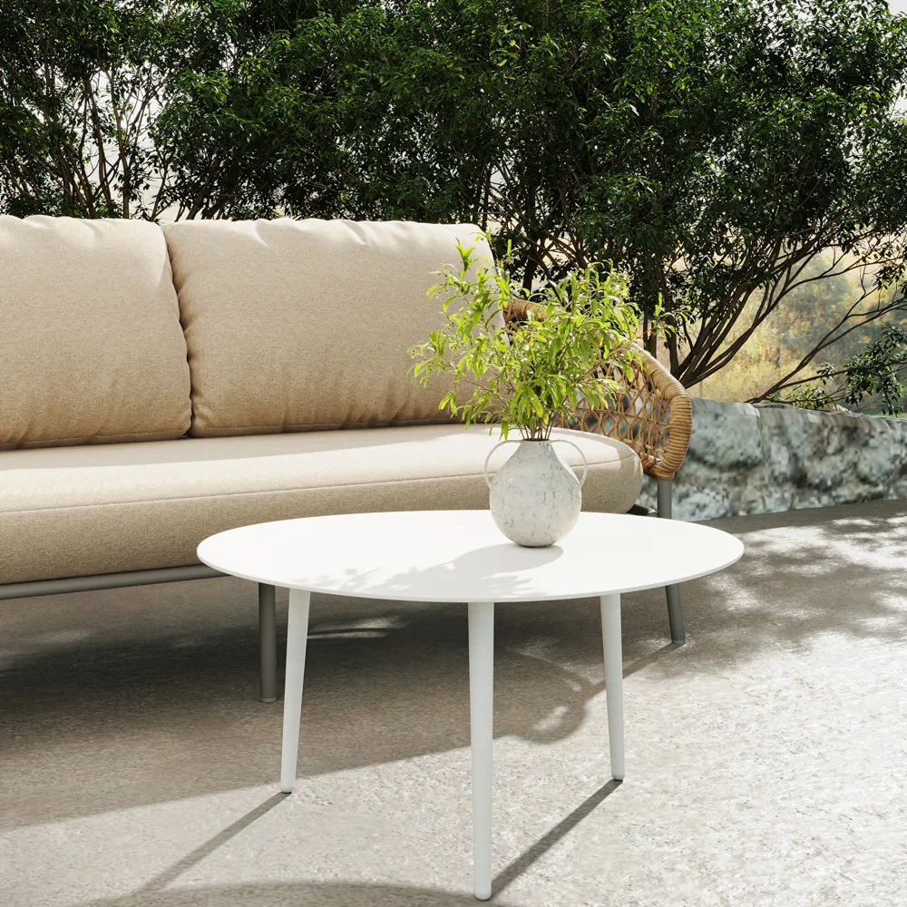 White Metal Outdoor Round Coffee Table White Metal Outdoor Round Coffee Table
