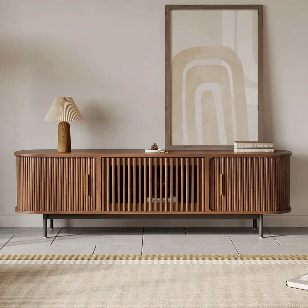 Mid-Century Modern Tambour Door TV Stand