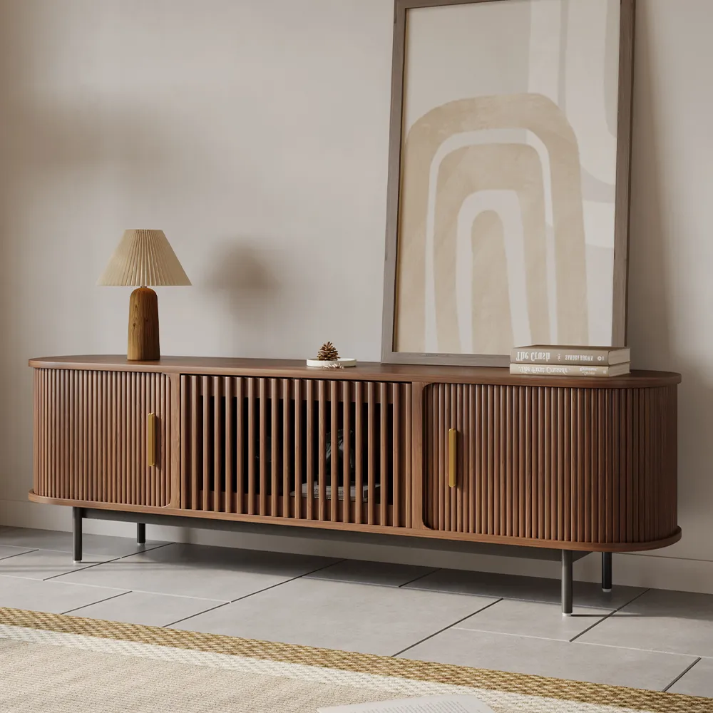 Mid-Century Modern Tambour Door TV Stand