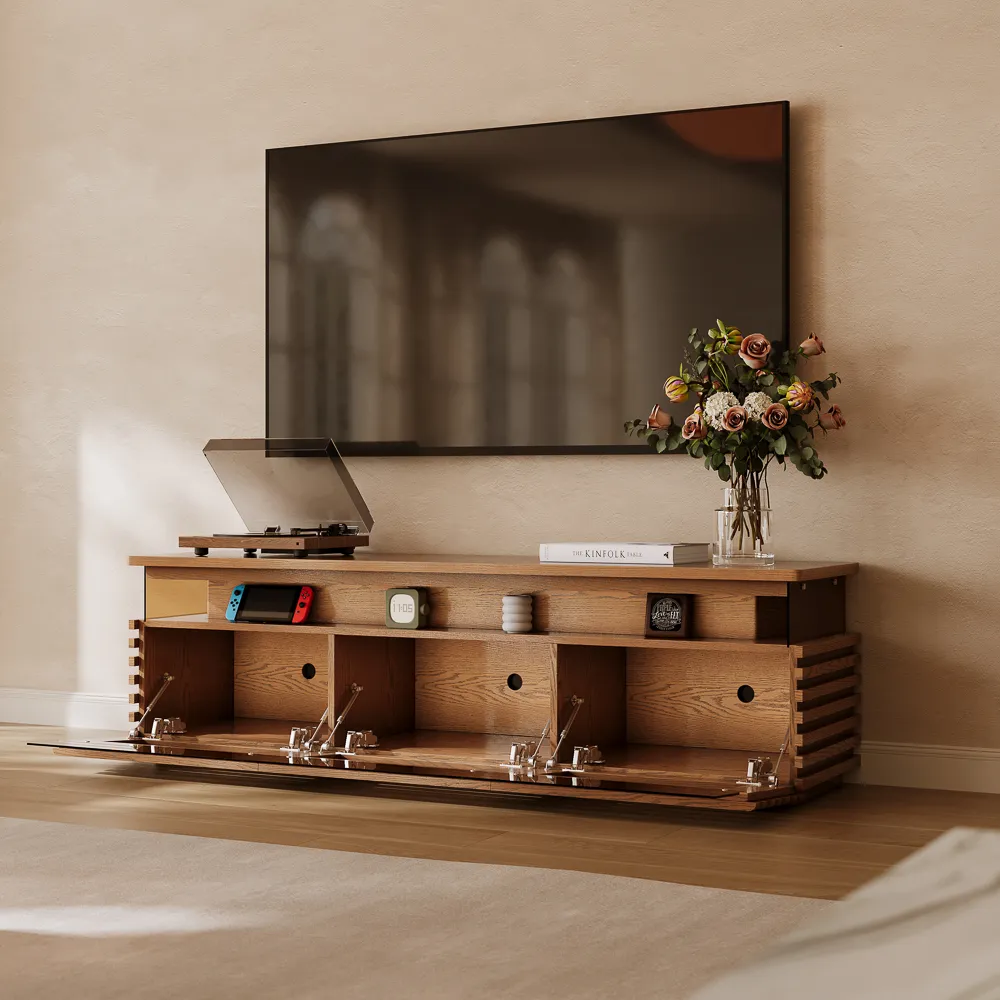 2026051206122849 Horizontal Slatted TV Stand with Adjustable LED Lights