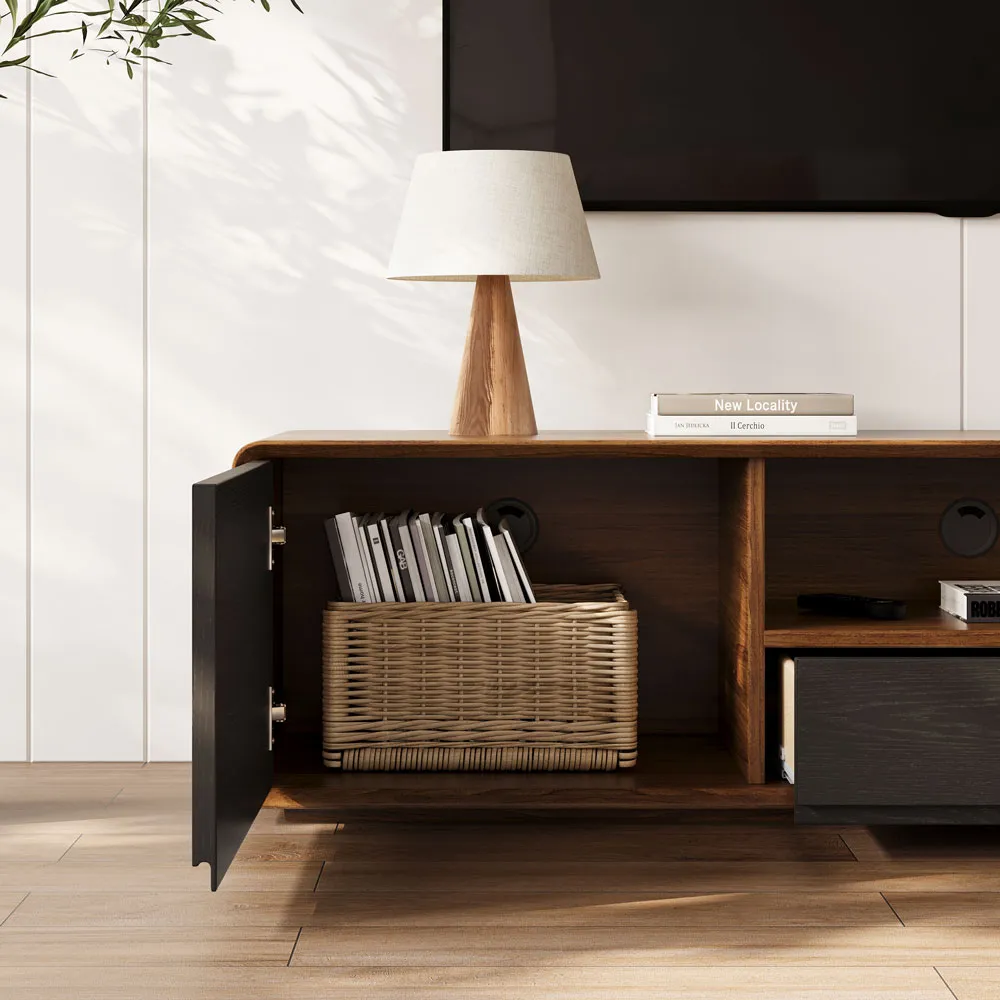 Modern Wood Black TV Stand