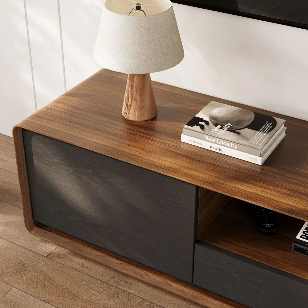 Modern Wood Black TV Stand