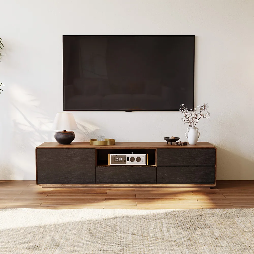 Modern Wood Black TV Stand