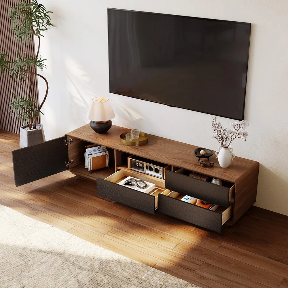 Modern Wood Black TV Stand