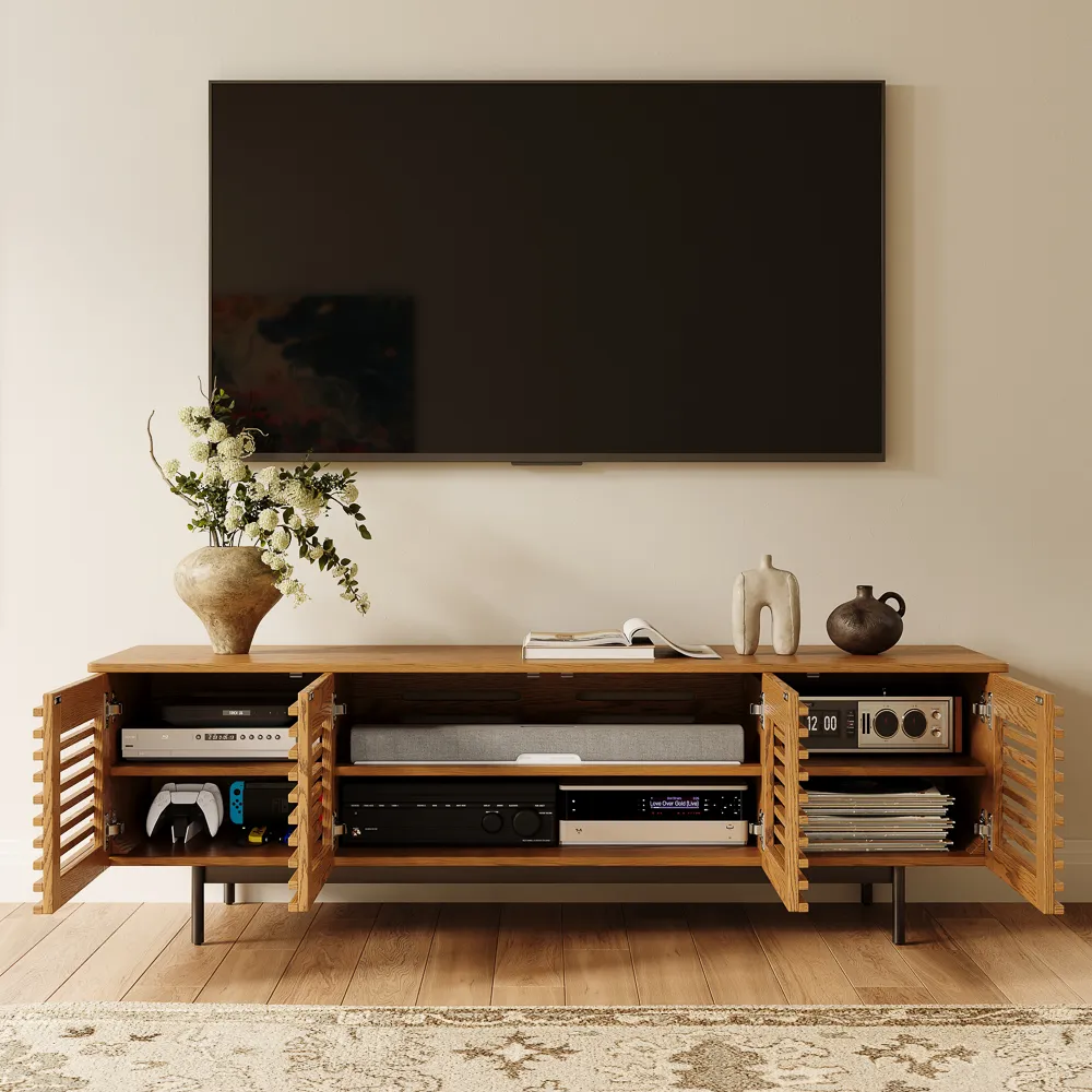 Minimalist Slatted Media Console Minimalist Slatted Media Console