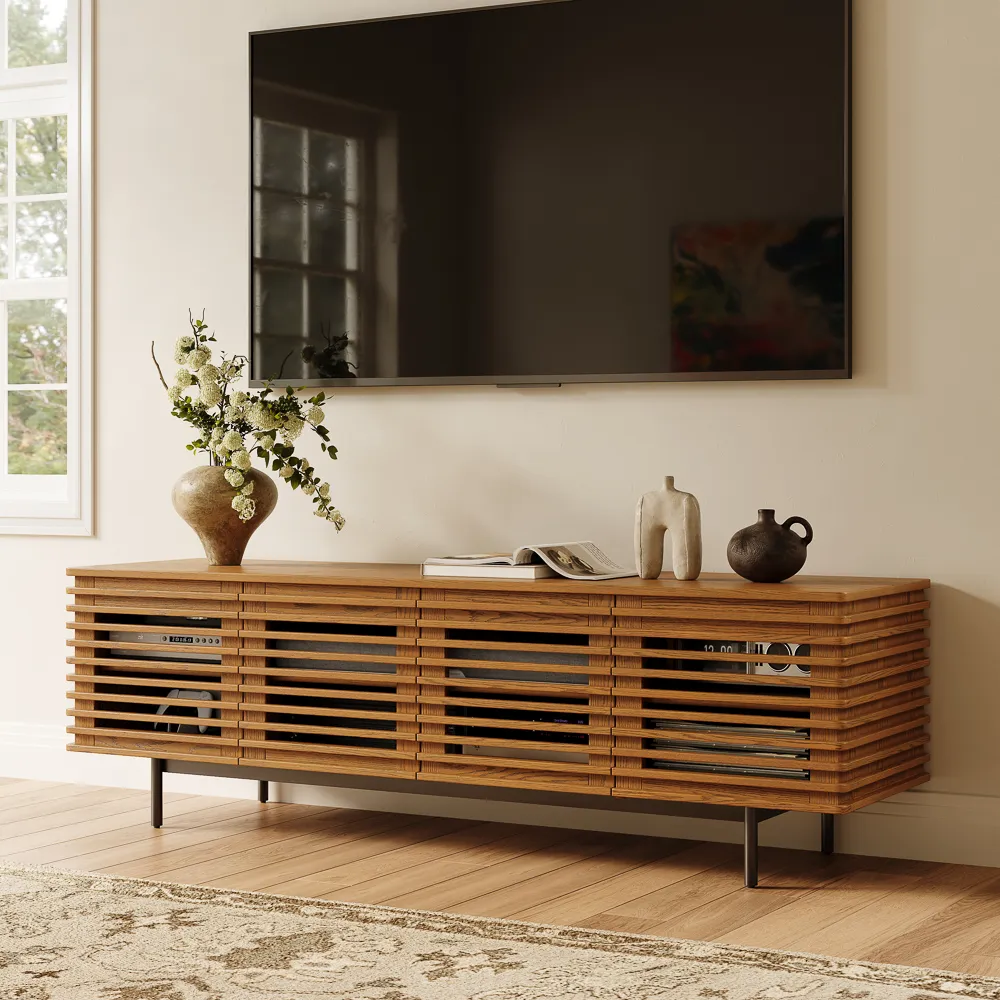 Minimalist Slatted Media Console Minimalist Slatted Media Console