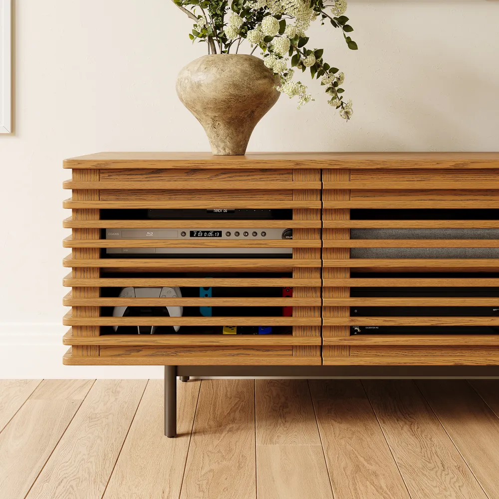 Minimalist Slatted Media Console Minimalist Slatted Media Console